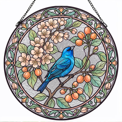 Panneau de vitrail Blue Bird, H 12 po