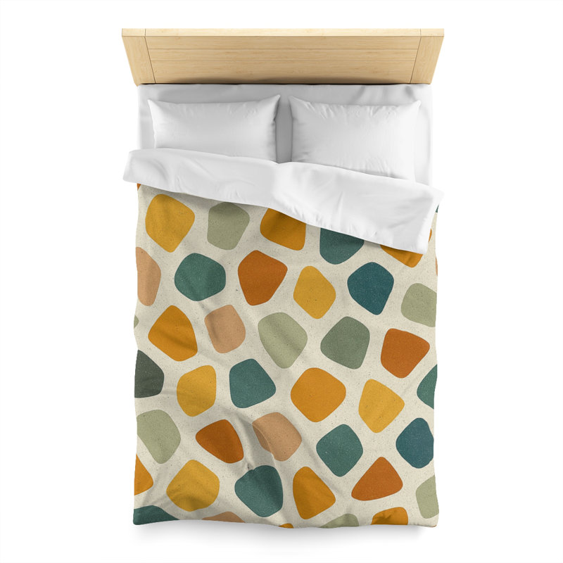 Microfiber Duvet Cover Boho Style, Design 44, Twin Duvet Cover, White