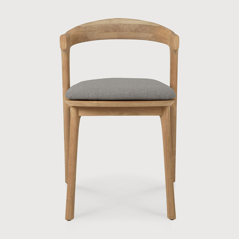 Bok Outdoor Dining Side Chair, Teak  Frame/Mocha Cushion