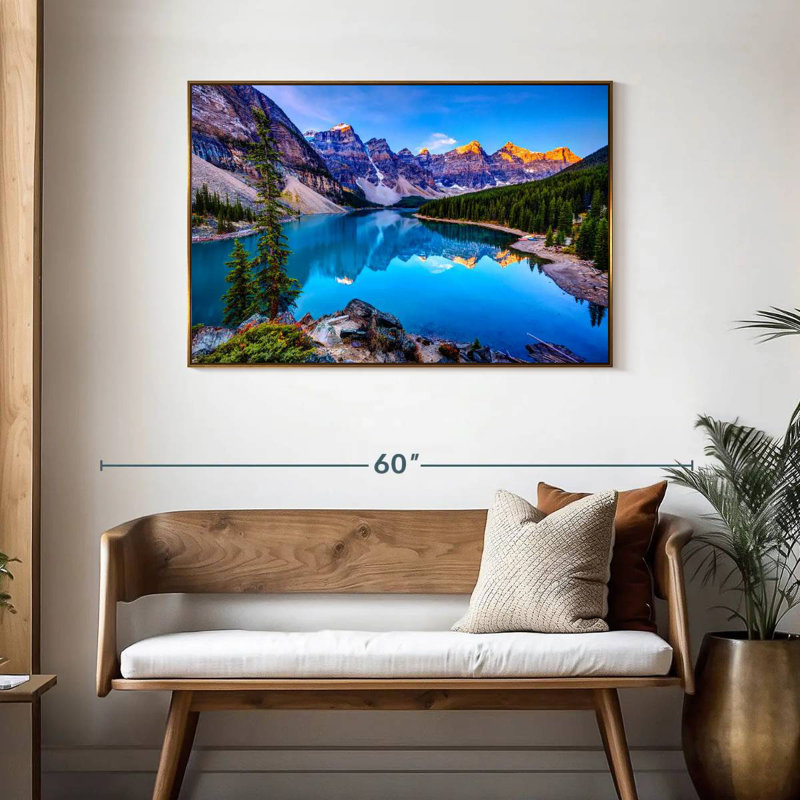 Incroyable lac Moraine, Cadre flottant doré, 43 po x 29 po