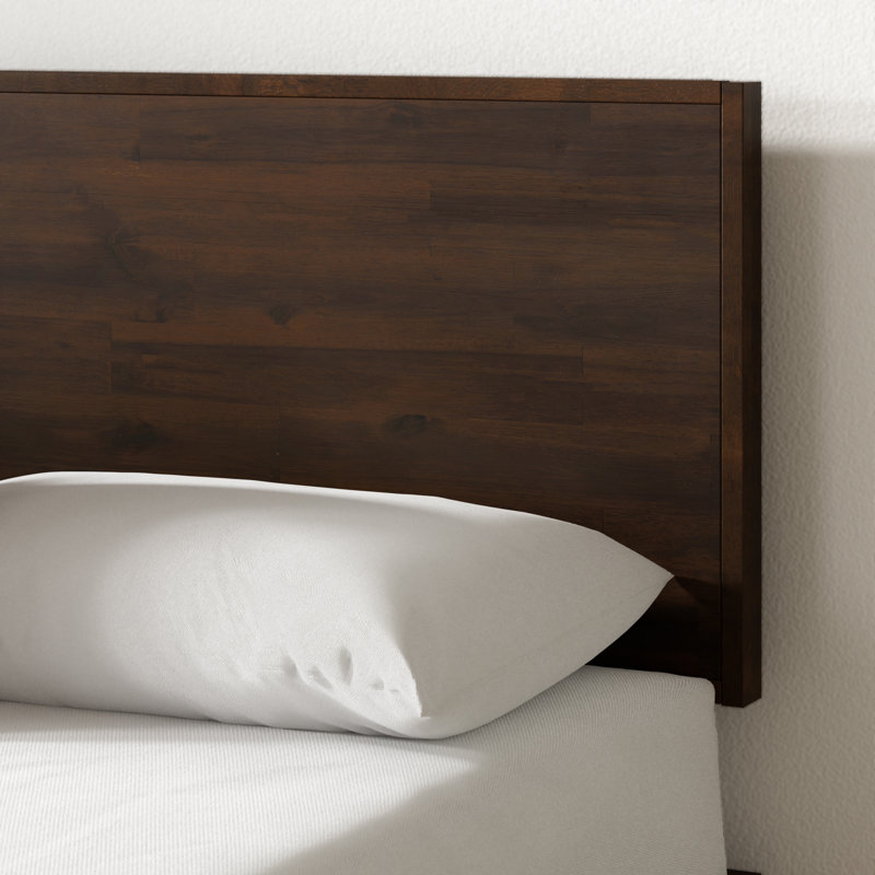 Rossignol Solid Wood Platform Bed with Adjustable Headboard, Dark Brown, King