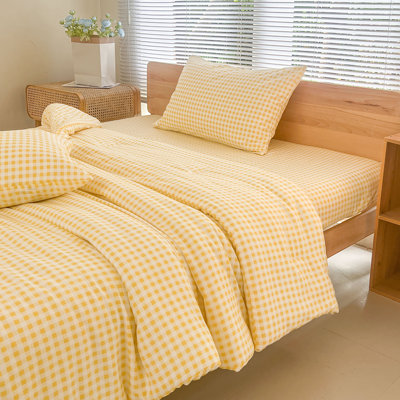Ensemble d'édredon en microfibre prélavée Gingham