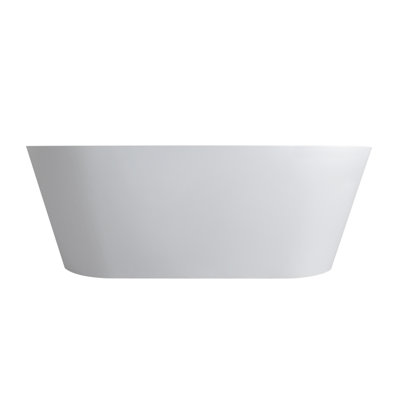 A 63-inch Freestanding Solid Surface Soaking Bathtub With Matte White Finish, Perfect For Small To Medium Modern Bathrooms