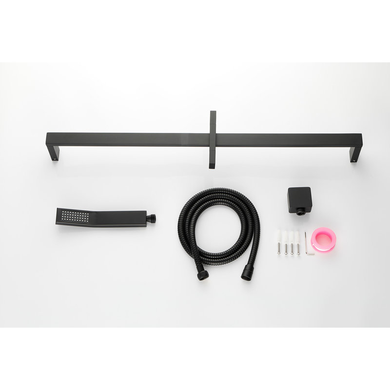 Douche à main avec barre coulissante de 28 pouces et tuyau de 59 pouces, collection de salle de bain noir mat, tête réglable, eau puissante, buses, enseigne en acier inoxydable rouille, bruine puissante