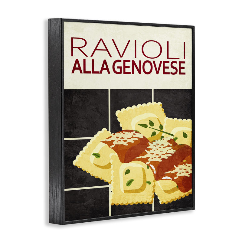 Estampe numérique Ravioli, conçue par Kim Allen, H 14 po x l 11 po, Giclée encadrée noir minuit
