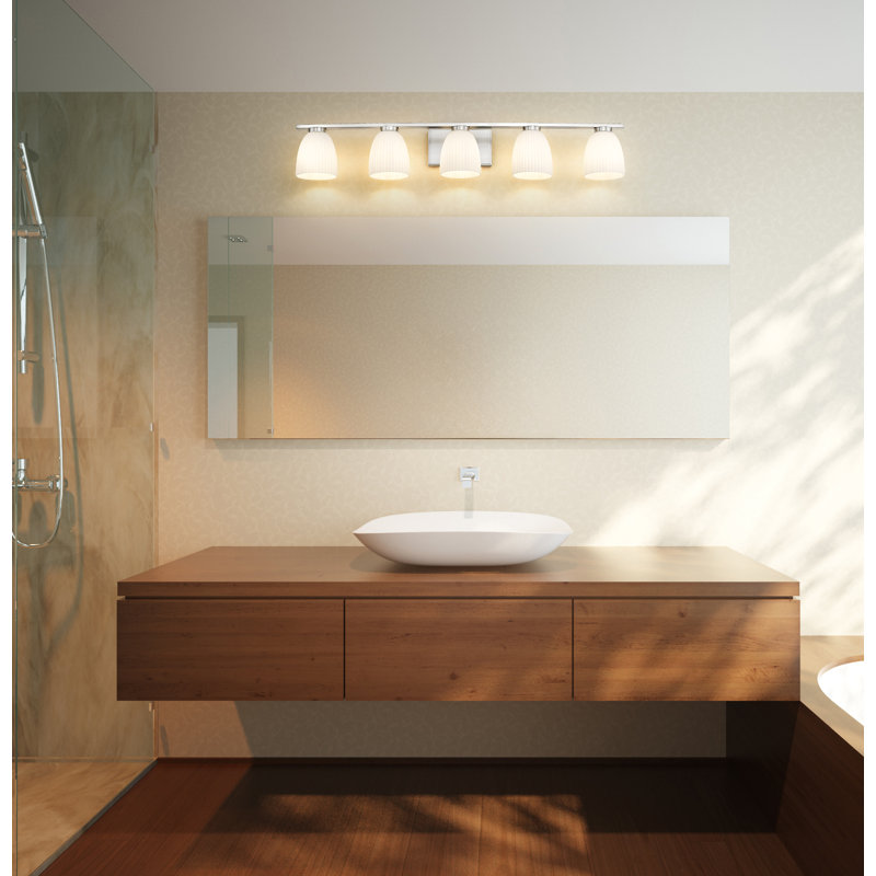 Mateo Modern Vanity, 5 Lights, Brushed Nickel, 6.5" H x 40" W x 6.5" D