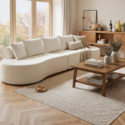 Canapé modulaire incurvé moderne de 138,6 po, ensemble 2 pièces avec éponge compressée haute densité, entièrement assemblé faisant face à la gauche / à la droite, conception à profil bas pour le salon