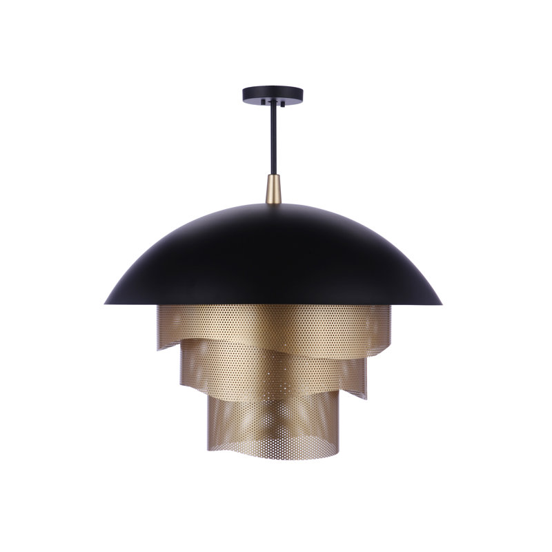 Matte Black and Gold Triple-Tier LED Pendant Light