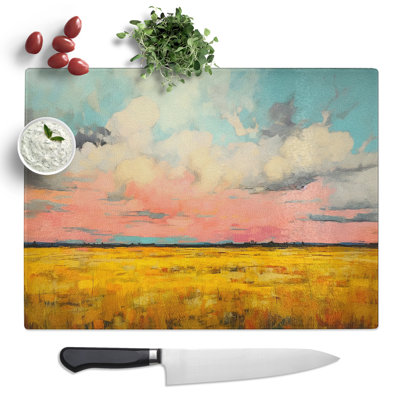 Cloudy Sky Colour Field  Glass Chopping Board