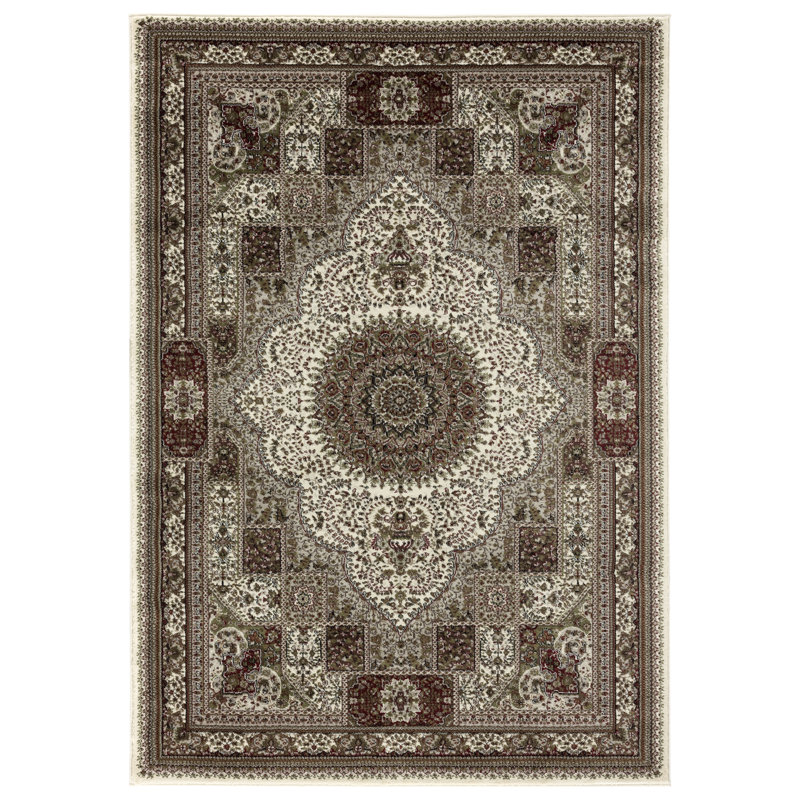 Tapis crème / brun Devansh, Rectangle 6 pi 9 po x 9 pi 6 po
