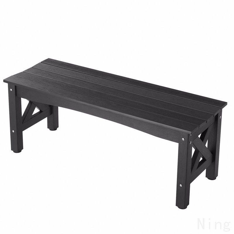 Banc d'extérieur 44,5 pouces en plastique résistant aux intempéries 600 lb noir