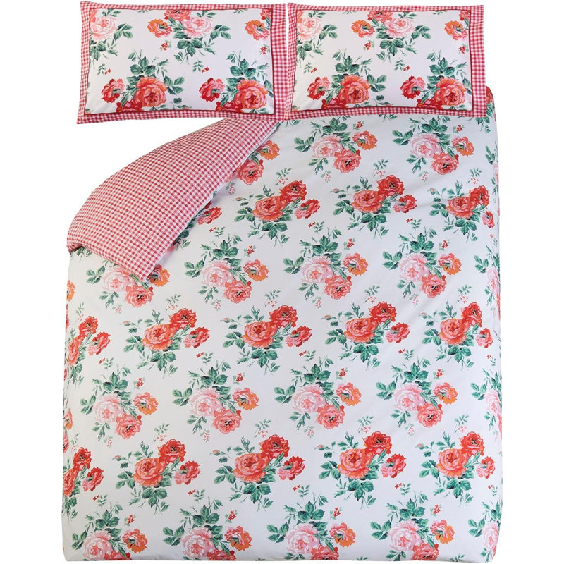 Cath Kidston Archive Rose Floral Duvet Cover Set Red Super King Bedding Set, Super King - 2 Standard Pillowcase