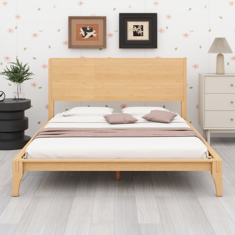 Lit plateforme Bamboo Wood, Naturel, Grand lit