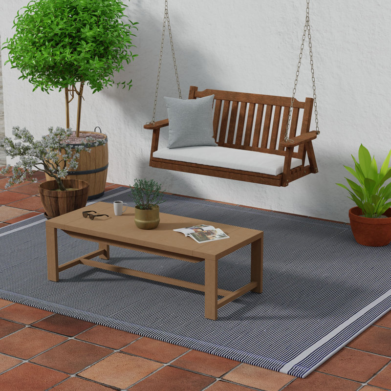 Sunbrella 48" x 18" Outdoor Bench Cushion with Ties, Canvas Linen