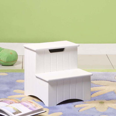 Alkalurops 2-Step Wooden Bedroom Step Stool with Built-In Hidden Storage and 200 lb. Weight Capacity for Kids and Adults, Ideal for Everyday Home Use by WFX Utility
