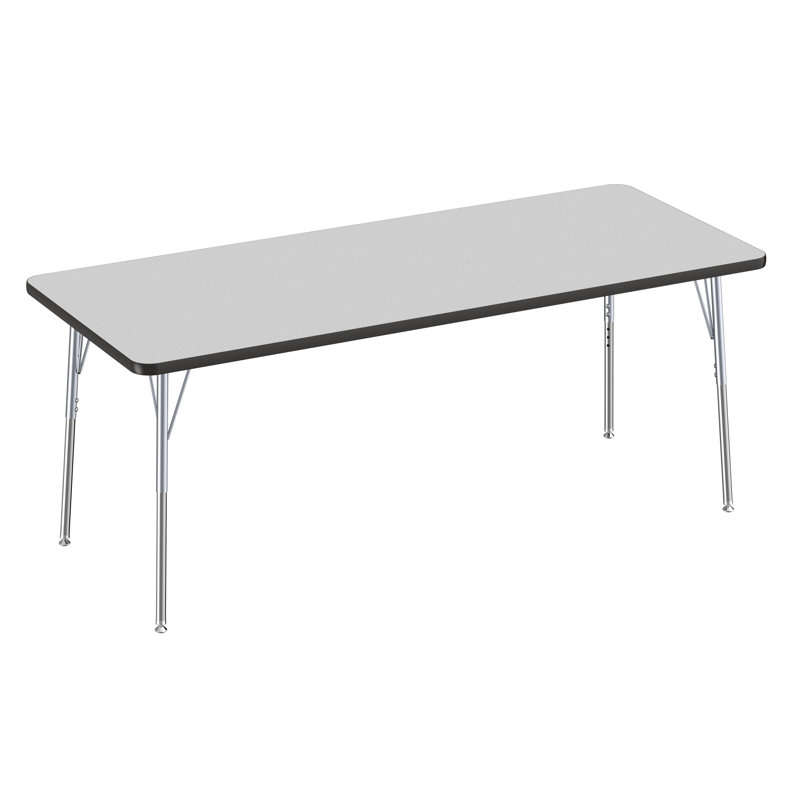 Table rectangulaire d'activité rectangulaire avec pieds réglables, Roulement pivotant standard, 30" x 72", Black