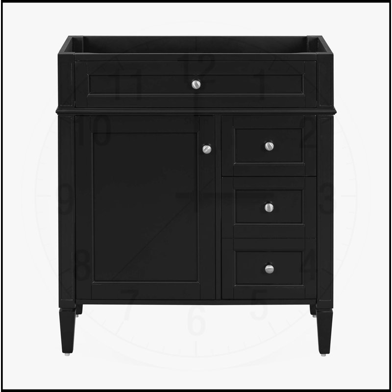 Meuble-lavabo de salle de bain sans lavabo supérieur, Noir, H 32 po x l 29,3 po x P 18 po