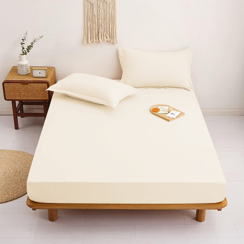 Aspire Homeware Ultra Soft 40cm Deep Fitted Sheet for Extra Deep Mattress and Cozy Sleep, Cream, Double (4'6)