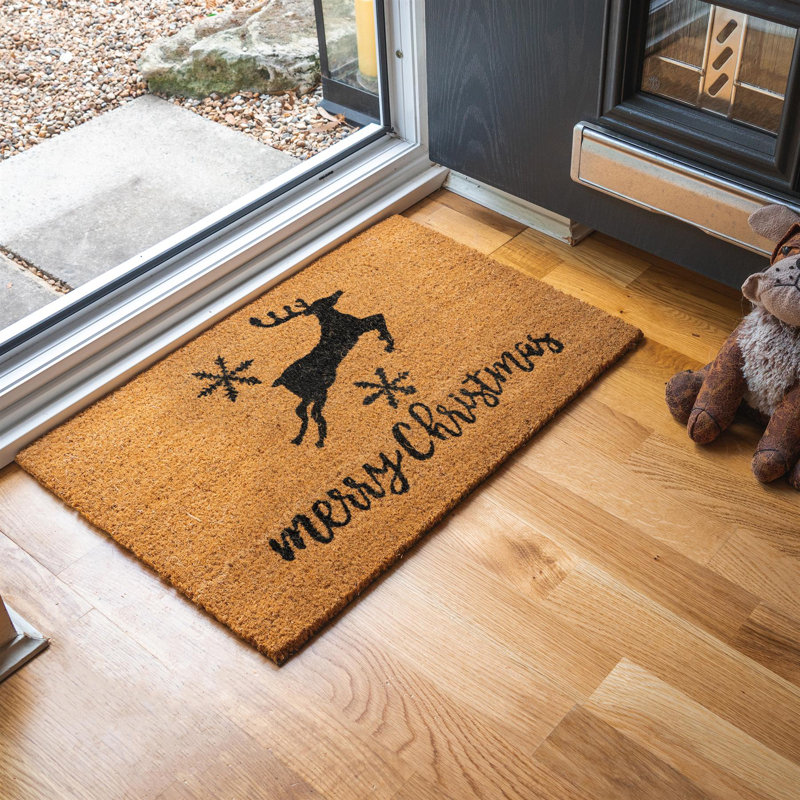 Nicola Spring - Christmas Coir Door Mat - 60 x 40cm - Reindeer