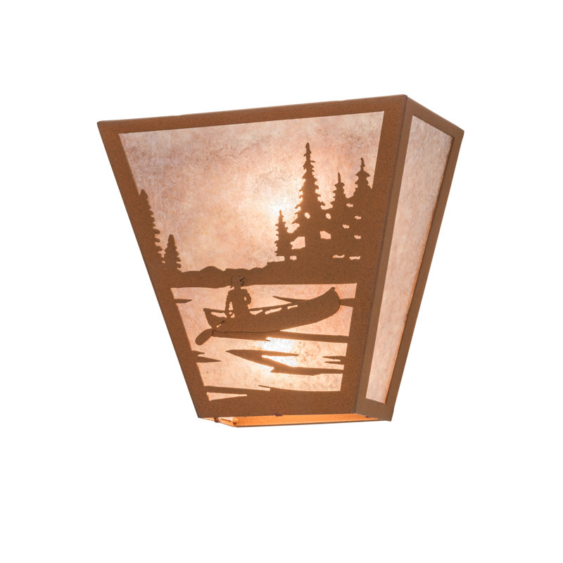 Applique murale 2 lumières Canoe At Lake, H 11 po x l 5 po x P 7 po, Brown