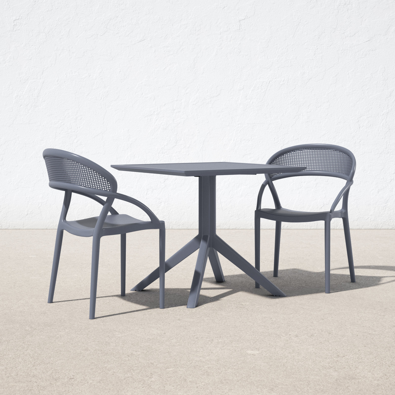 Farrah Patio 3 Piece Bistro Set, Dark Gray