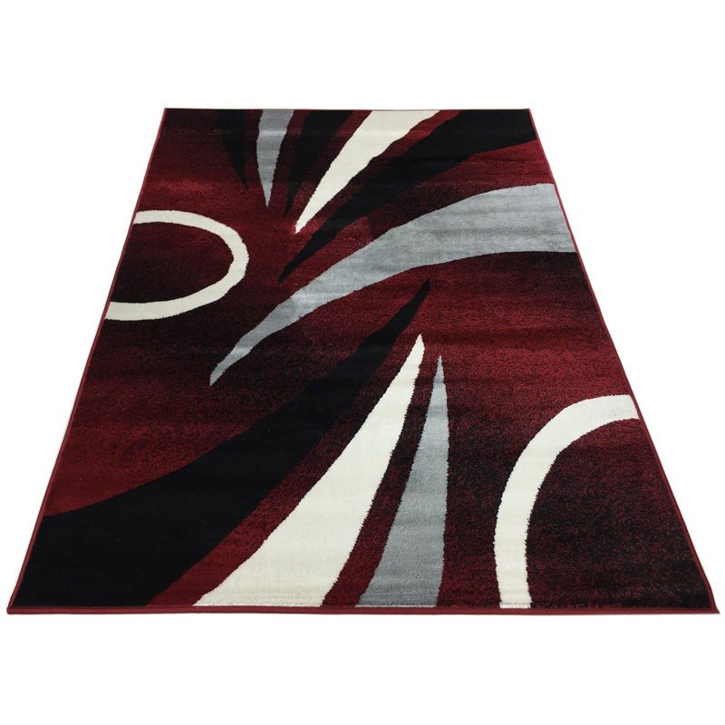 Tapis rouge à motif géométrique Evanston, Rectangle 4 pi 11 po x 6 pi 11 po