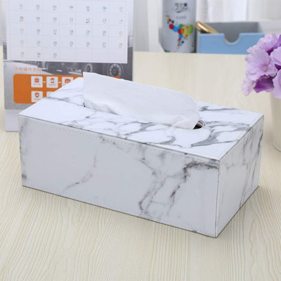 Rectangular leather tissue box cover