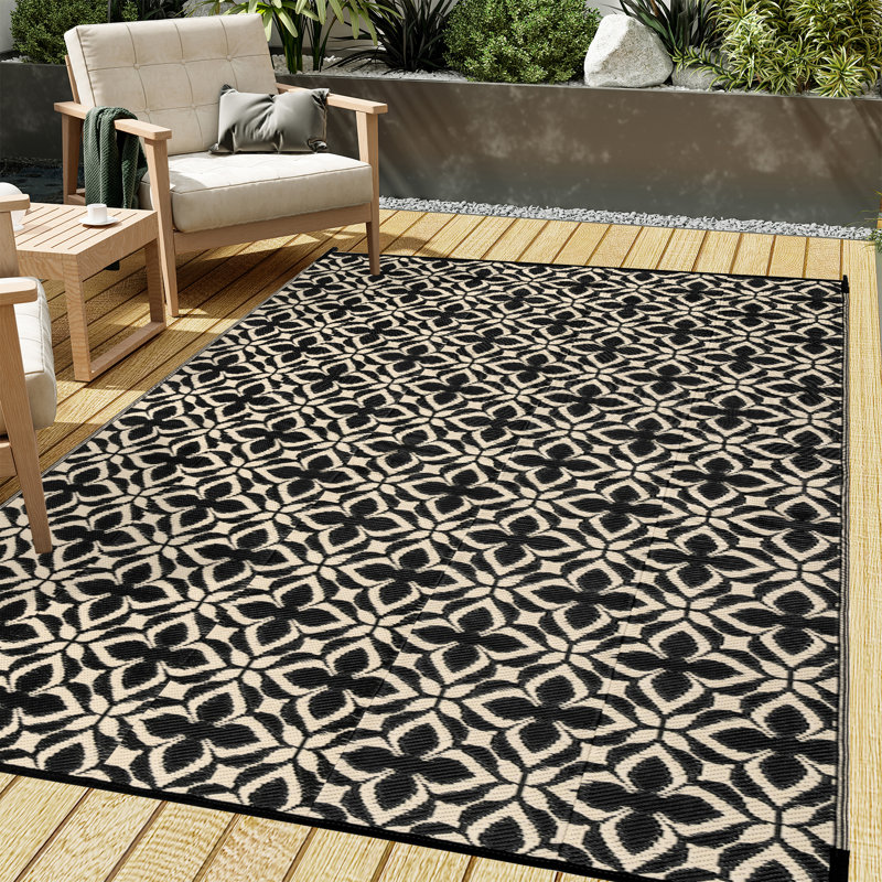 Tapis extérieur noir et beige