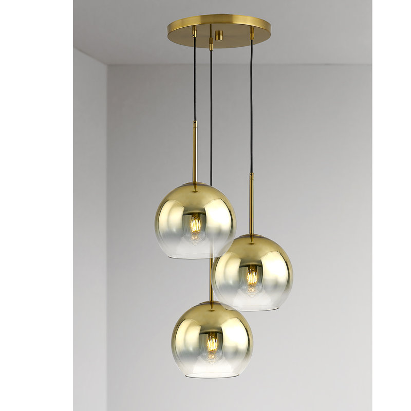 Luminaire suspendu en verre Shynar Globe, Doré, Laiton brossé
