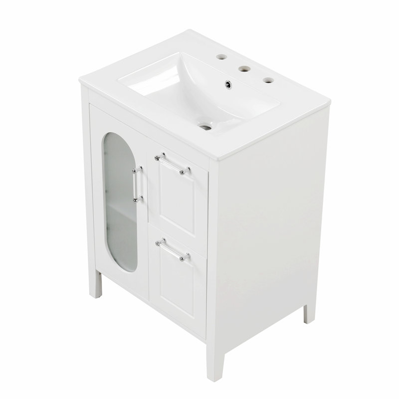 24" Bathroom Vanity With Sink, White