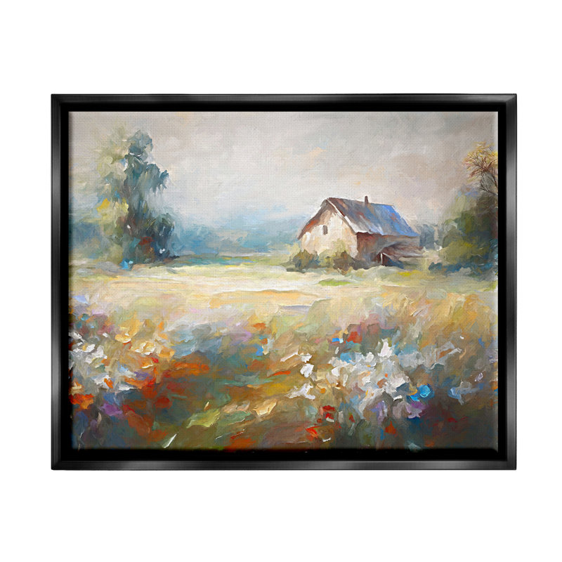 Floral Countryside Abstraction Framed Floater Canvas Wall Art by Ramona Murdock, H 25 po x l 31 po x P 1,7 po