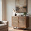 Armoire d'appoint brune de 35 po avec 2 portes en rotin et pieds en fer noir Noland