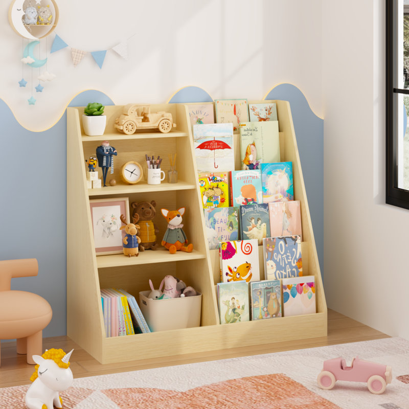 Kids Bookshelf and Toy Storage Organizer, Natural