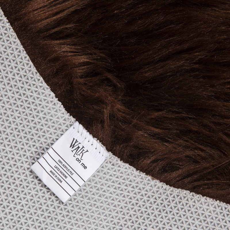 Shag Faux Fur Washable Brown Area Rug, Rectangle 5' x 8'