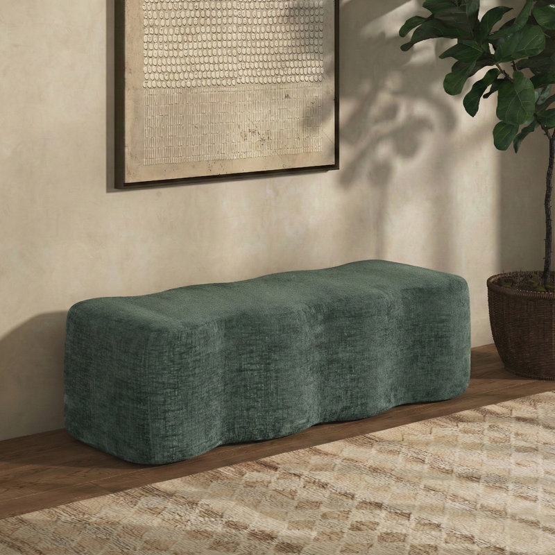 Sellma Chenille Bench, Dark Green Chenille