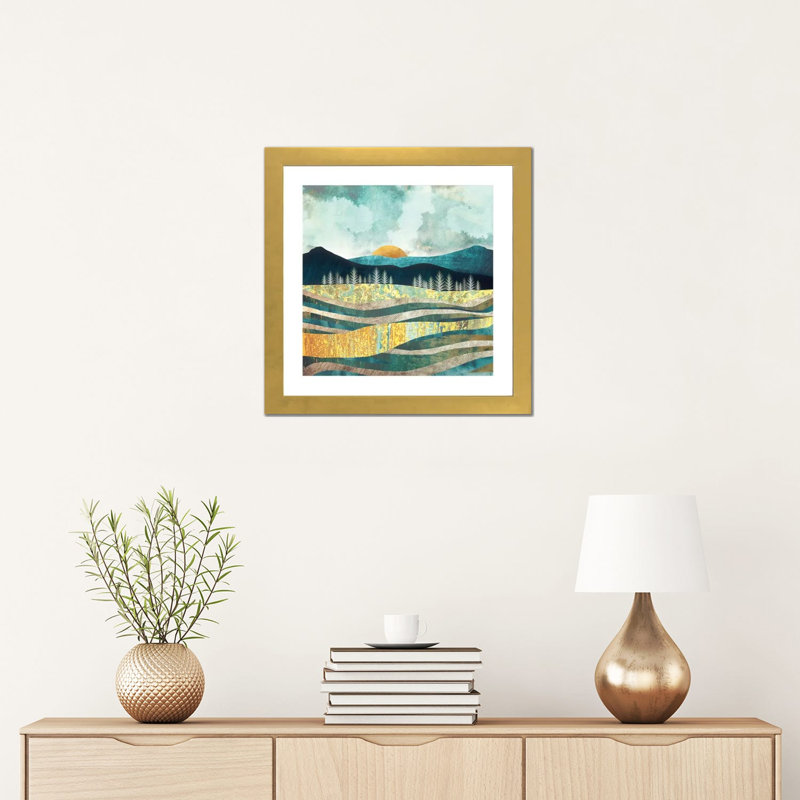 Late Summer, 16" H x 16" W x 1" D, Gold Framed Fine Art Paper