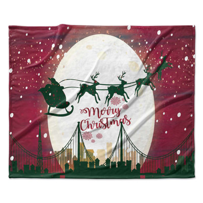 Santa In The City Blanket Plain Weave / Muslin Heated Throw Blanket