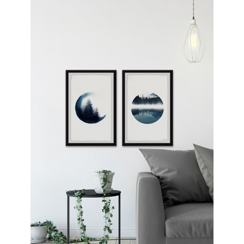 « Forest Mountain Reflection » par Parvez Taj, ensemble de 2 reproductions d’art encadrées sur papier