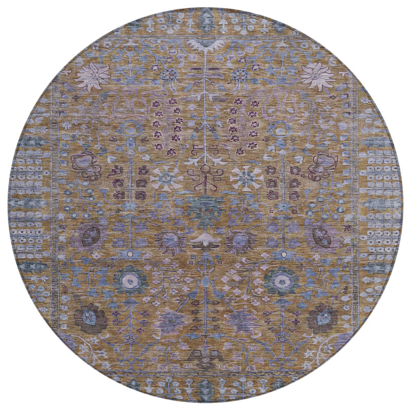 Machine Washable Indoor/Outdoor Leavittsburg ACN2231 Global Rug, Round 8'