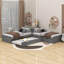 Lit plateforme simple en L avec lit gigogne, tiroir et bureau-79252897