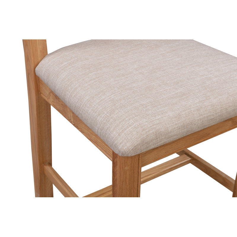 Layton 43cm H Polyester Blend Upholstered Cross Back Dining Chair, Natural Oak