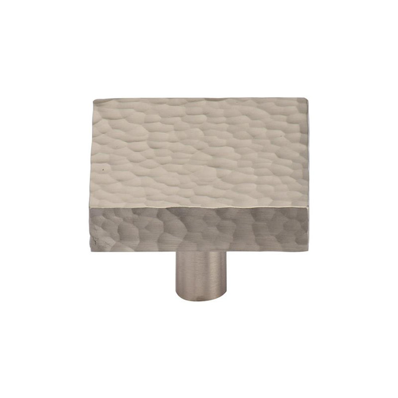 Hammered Square Cabinet Knob, Satin Nickel, 1.5