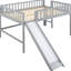 Lit mezzanine bas gris avec glissière amovible pour un agencement polyvalent-890366821-890366824
