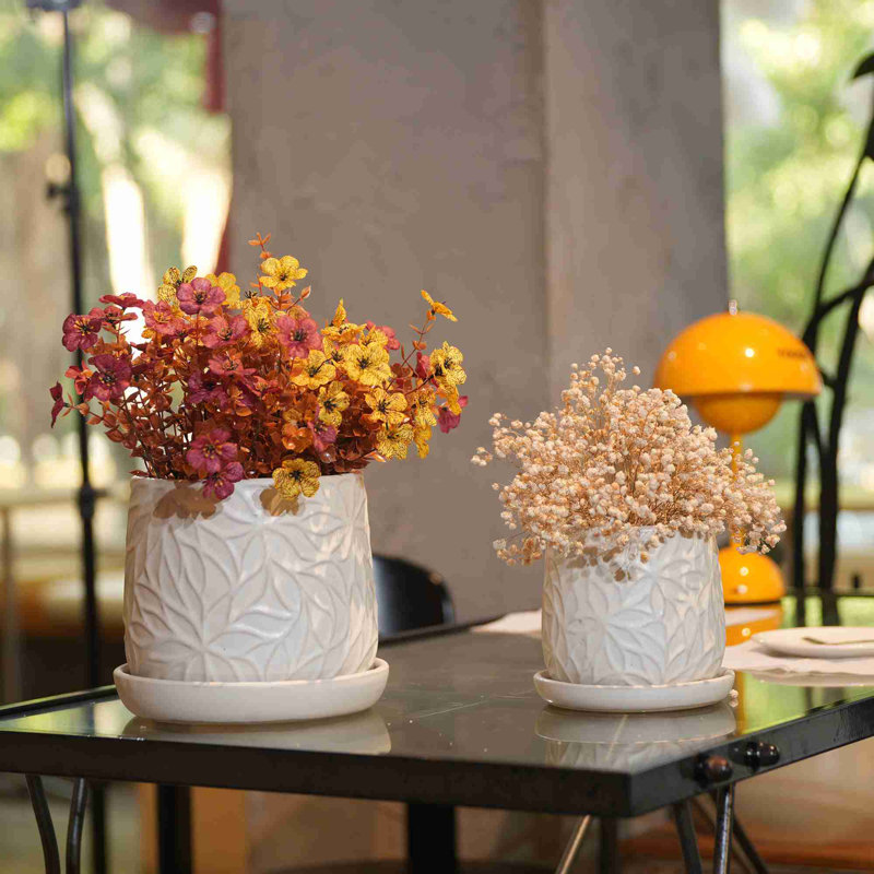 High quality ceramic flowerpot, Gloss White