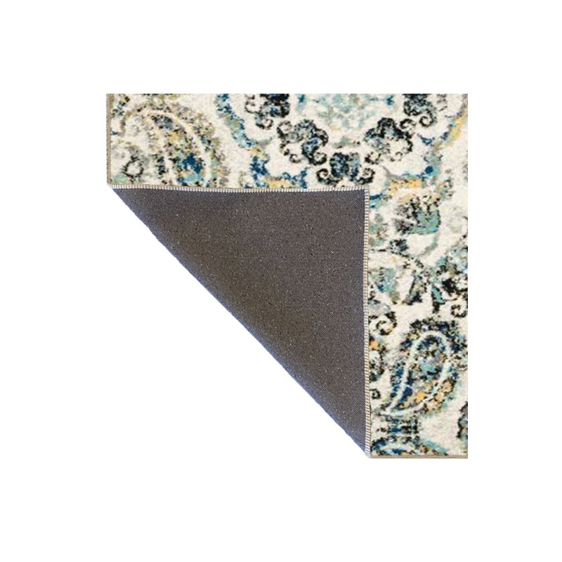 Cream Geometric Patterned Woven Base Machine Washable Rug, Square 3'3" Rug Pad Included