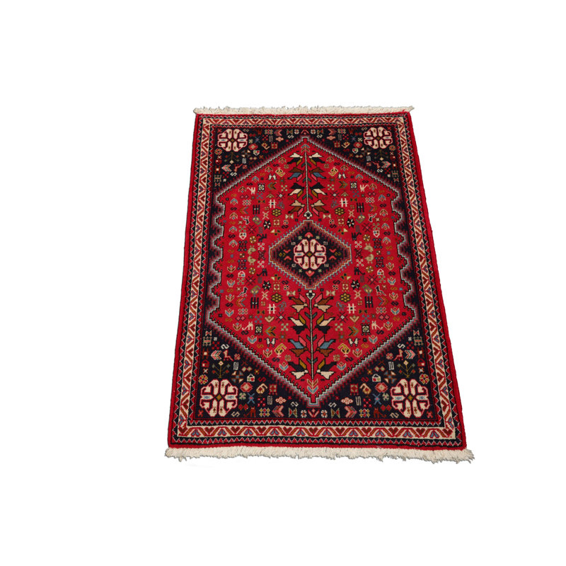 2'7''x4 Hand Knotted Wool Red Abadeh Traditional Rug
