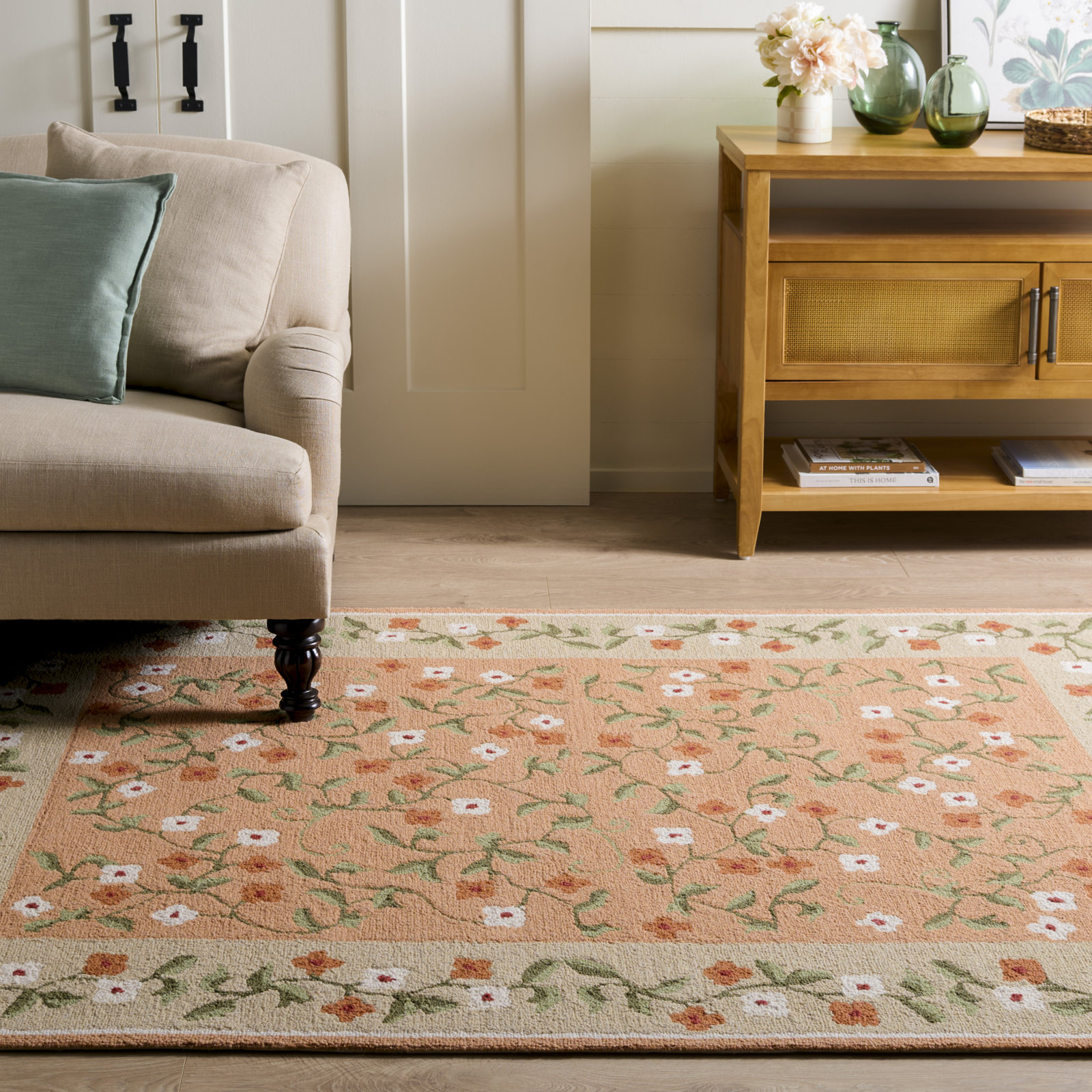 Hand-Tufted Wool Floral Outdoor Rug, Rectangle 5' x 8'
