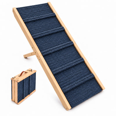 Collapsible Ramp, Wooden Pet Ramp for Bed & Couch, Dog Ramp for Small Dogs and Senior Pets, Foldable Ramp for Dogs & Cats