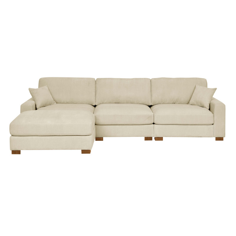 4-Pieces Modular Sofa With Ottoman, Cream