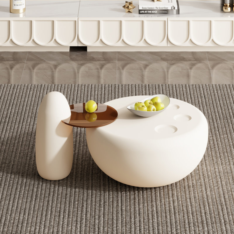 Table basse ronde beige